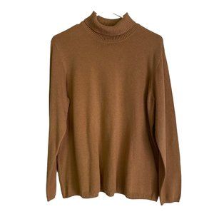 Vintage Talbots Petite Oversized Turtleneck Sweater Camel Neutral Minimalist